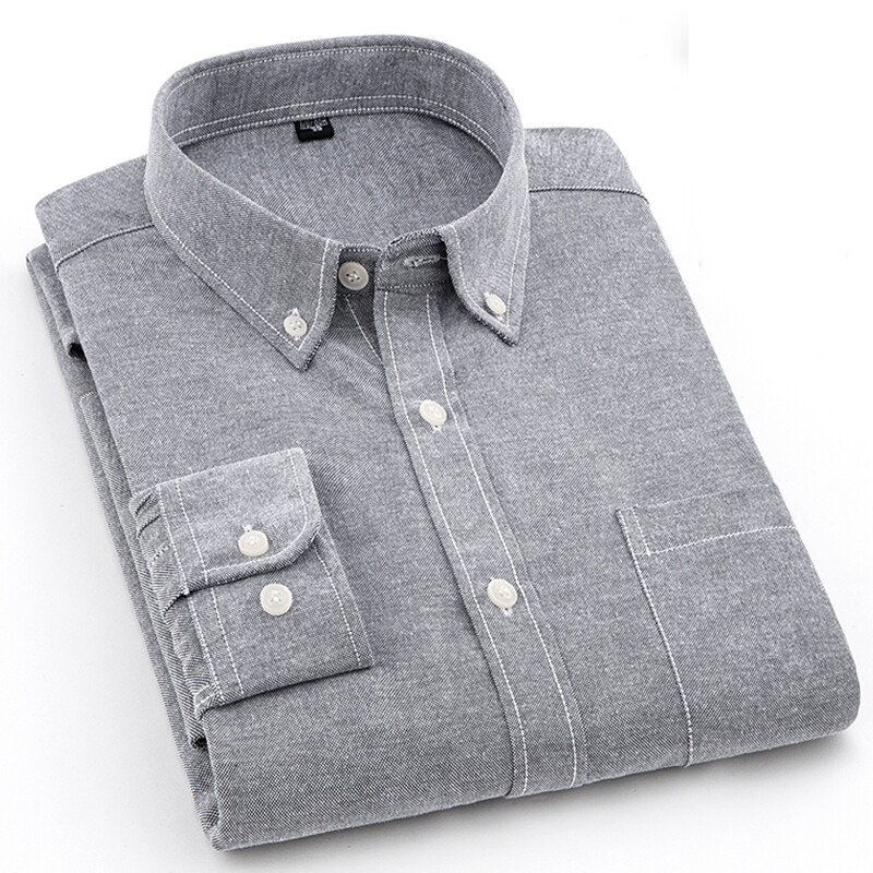 Proljeće i jesen 2023. Muška košulja Oxford pamučna tkanina Košulja dugih rukava Jednobojna polo majica s izrezom Poslovno ležerna majica