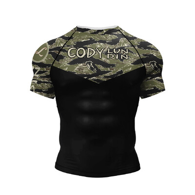 Cody Lundin Short Sleeve Pink Mens Jiu Jitsu BJJ No Gi Rash Guard Sublimation Men Running Training T-shirts Strech Fitness Tees