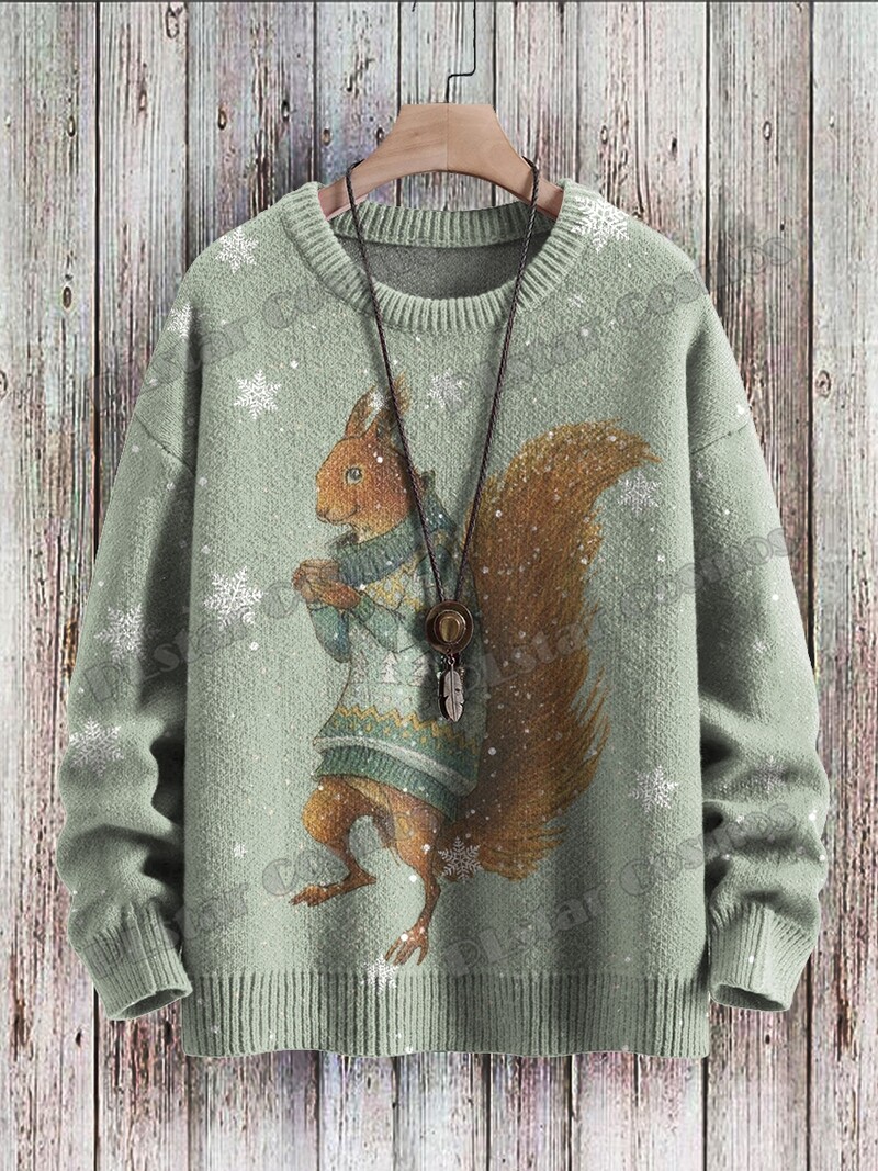 Cute Dog Art Line Pattern & Funny Hippo Art 3D Printed Ανδρικό Πλεκτό Πουλόβερ Χειμερινό Unisex Casual Πλεκτό Πουλόβερ Πουλόβερ ZZM96