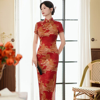 Плюс размер 3Xl 4Xl 5Xl Qipao Elegant Women Cheongsam Vintage Chinese Style Dress Sexy Print Vestidos Split Dresses Causal Gown