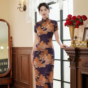 Плюс размер 3Xl 4Xl 5Xl Qipao Elegant Women Cheongsam Vintage Chinese Style Dress Sexy Print Vestidos Split Dresses Causal Gown