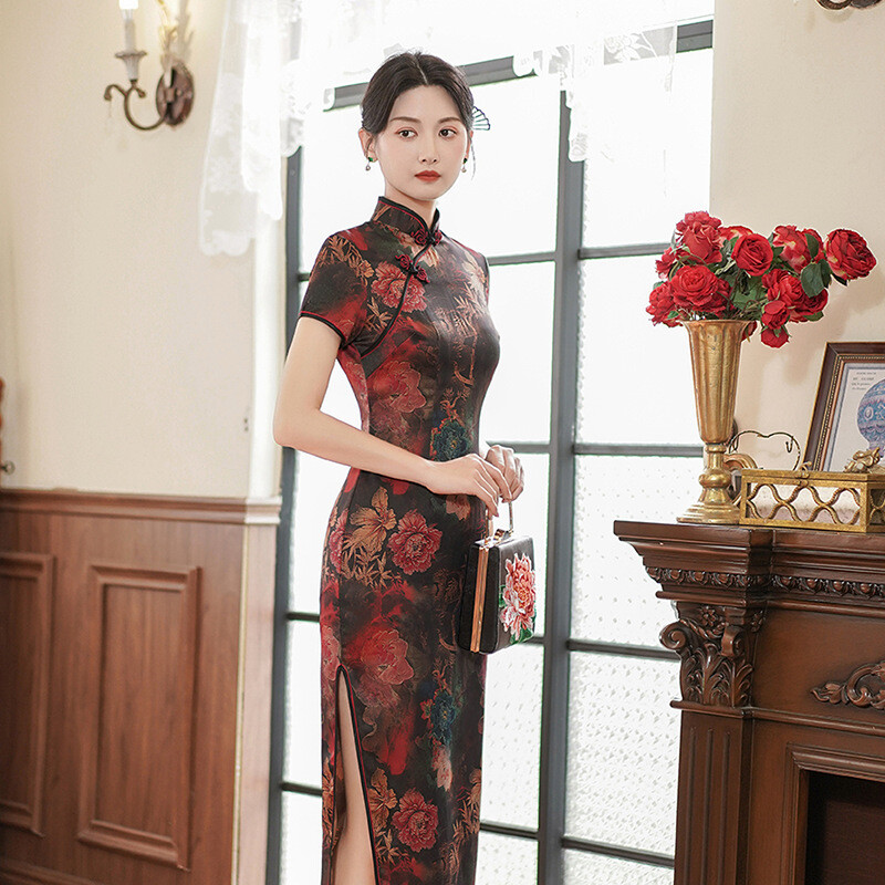 Suures suuruses 3Xl 4Xl 5Xl Qipao Elegantne Naiste Cheongsam Vintage Hiina stiilis kleit Seksikas printiga Vestidos Poolitatud kleidid Põnev kleit