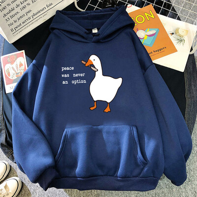 Peace Was Never An Option Мъжки качулки с гъши принт Сладък ежедневен пуловер Creativity Pocket Топли пуловери Модни мъжки суичъри с качулка