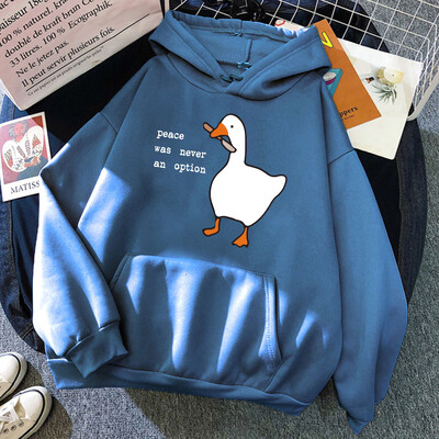 Peace Was Never An Option Мъжки качулки с гъши принт Сладък ежедневен пуловер Creativity Pocket Топли пуловери Модни мъжки суичъри с качулка