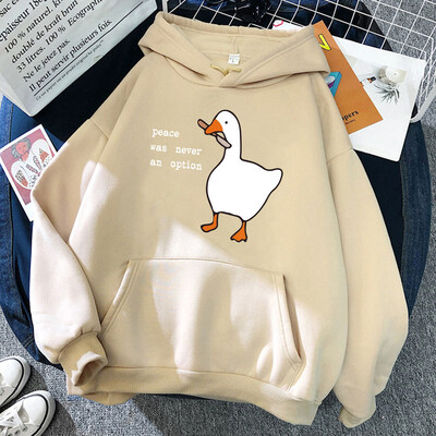 Peace Was Never An Option Мъжки качулки с гъши принт Сладък ежедневен пуловер Creativity Pocket Топли пуловери Модни мъжки суичъри с качулка