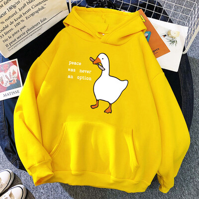 Peace Was Never An Option Мъжки качулки с гъши принт Сладък ежедневен пуловер Creativity Pocket Топли пуловери Модни мъжки суичъри с качулка
