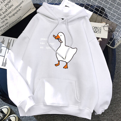 Peace Was Never An Option Мъжки качулки с гъши принт Сладък ежедневен пуловер Creativity Pocket Топли пуловери Модни мъжки суичъри с качулка