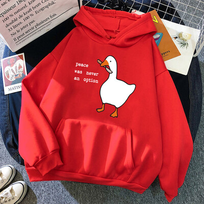 Peace Was Never An Option Мъжки качулки с гъши принт Сладък ежедневен пуловер Creativity Pocket Топли пуловери Модни мъжки суичъри с качулка
