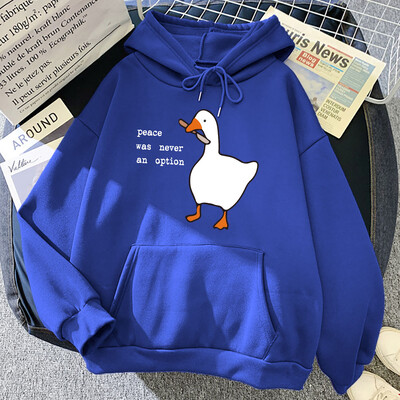 Peace Was Never An Option Мъжки качулки с гъши принт Сладък ежедневен пуловер Creativity Pocket Топли пуловери Модни мъжки суичъри с качулка