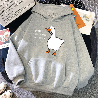 Peace Was Never An Option Мъжки качулки с гъши принт Сладък ежедневен пуловер Creativity Pocket Топли пуловери Модни мъжки суичъри с качулка