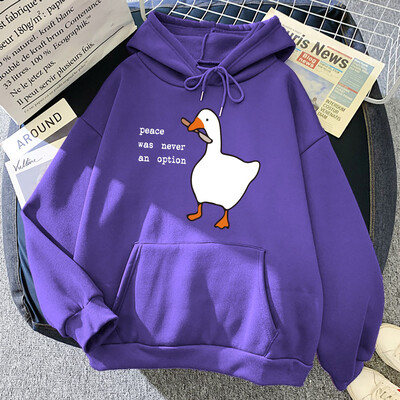 Peace Was Never An Option Мъжки качулки с гъши принт Сладък ежедневен пуловер Creativity Pocket Топли пуловери Модни мъжки суичъри с качулка