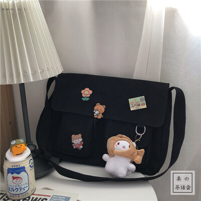 Японска платнена чанта за през рамо Harajuku, сладко ретро момиче, ученическа дамска чанта