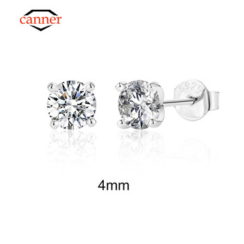 CANNER 0,5-1,2 Carat D Χρώμα Moissanite Ear Stud Σκουλαρίκια Γυναικεία Ασημένιο 925 Ασημένιο Σκουλαρίκι Piercing Εκλεκτά κοσμήματα