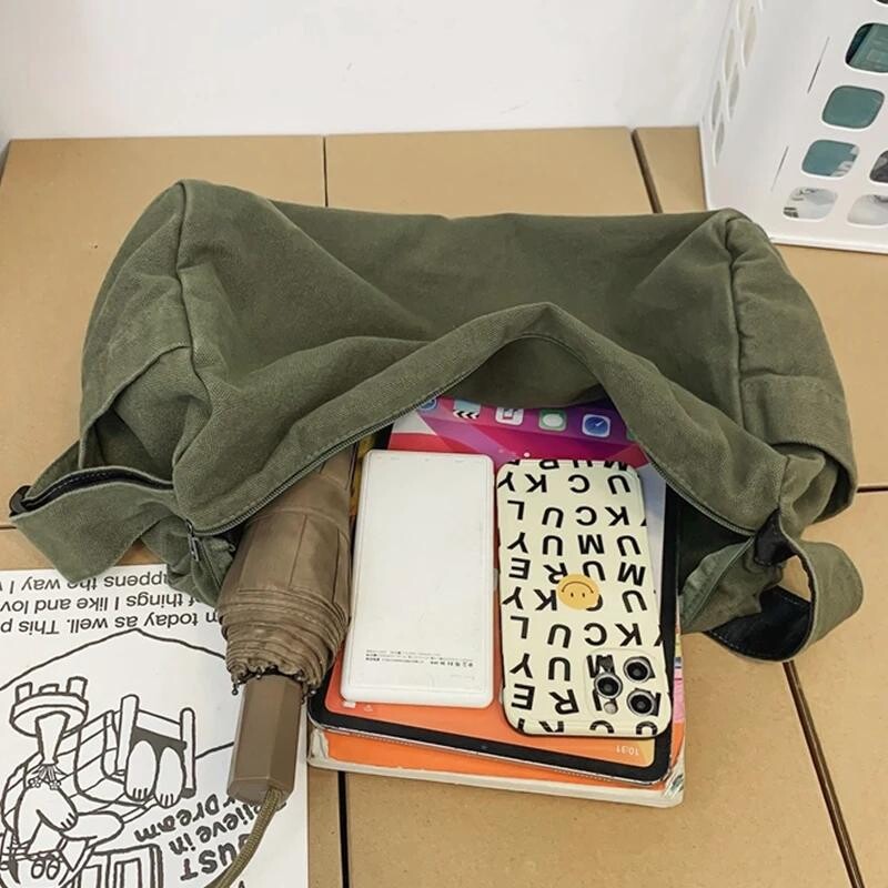 Ženska kučirska torba Vintage ručna torbica Platnena tinejdžerska velika torba na rame Ležerna torbica Torbice preko ramena