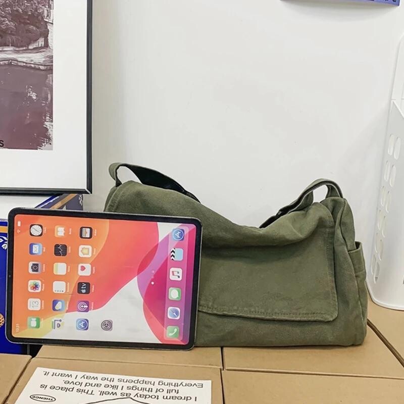 Ženska kučirska torba Vintage ručna torbica Platnena tinejdžerska velika torba na rame Ležerna torbica Torbice preko ramena