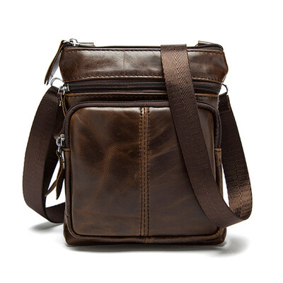 Малка мъжка чанта Messenger Crossbody през рамо Мъжка чанта от естествена кожа Cross Body Мъжка за ударена страна Малка реколта Sac Bolso Bolsa