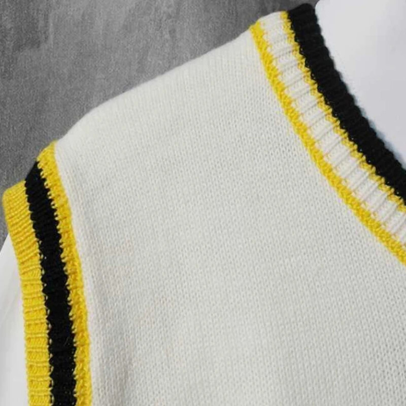 Μαύρο γιλέκο V λαιμόκοψη Πλεκτό πουλόβερ Ανδρικά Κόκκινα Ανδρικά Ρούχα Αμάνικα Μπλουζάκια Σχεδιαστικά Πολυτελή πλεκτά Pull Oversize Street