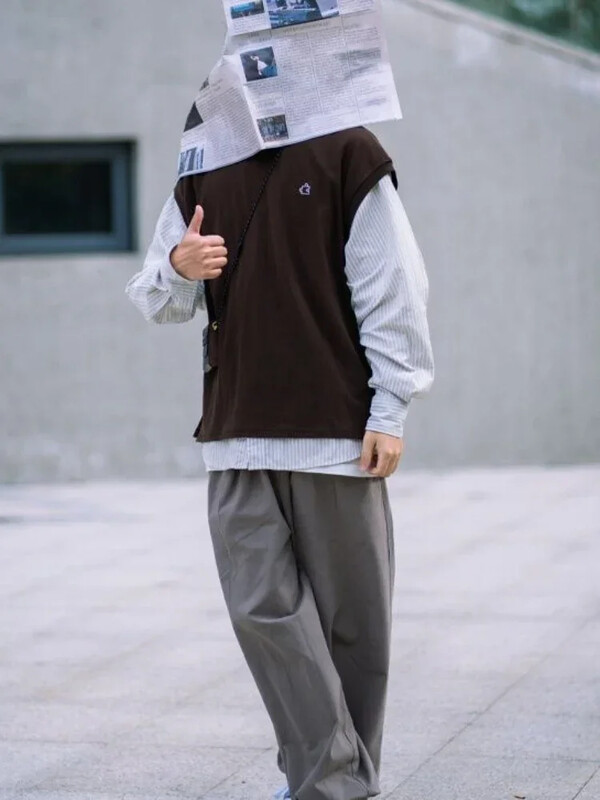 Πλεκτό πουλόβερ Ανδρικό Ιαπωνικό ρετρό αμάνικο ανδρικό γιλέκο γιλέκο μαύρο γραφικό κέντημα Casual Ένα ζεστό φτηνό Harajuku