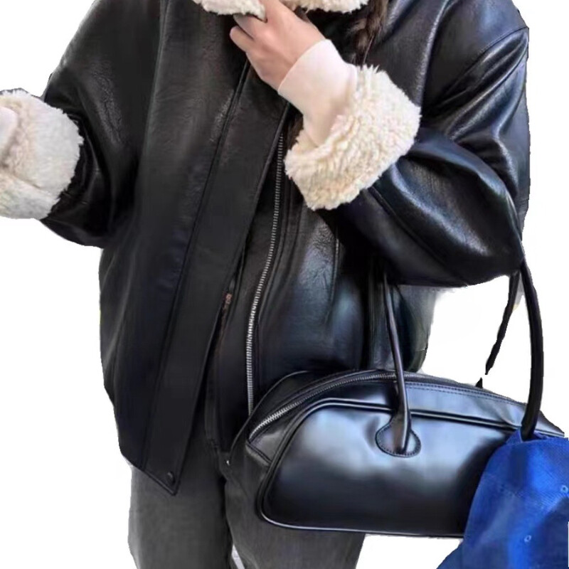 Punased PU-nahast õlakotid Naiste vanaaegsed kaenlaaluste tekstuur Suure mahutavusega baguette käekotid, mood Ulzzang, lihtsad, kõik sobivad