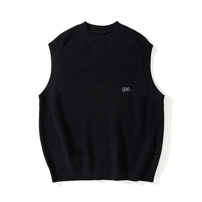 Varrukateta vest Ümarkrae Beež Crewneck Meeste riided Must Kootud Kampsun Meeste Vest Dressisärk Pull Oversize Street A