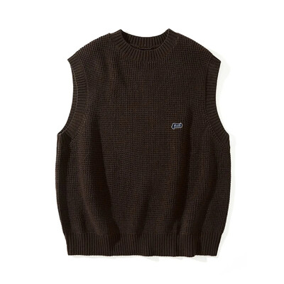 Varrukateta vest Ümarkrae Beež Crewneck Meeste riided Must Kootud Kampsun Meeste Vest Dressisärk Pull Oversize Street A