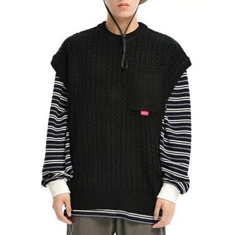 Sügistalvine mood Soliidne vabaaja meeste avar T-särk Lahe poisstüdruku silmkoeline kampsun vest DK Preppy stiil pehme varrukateta