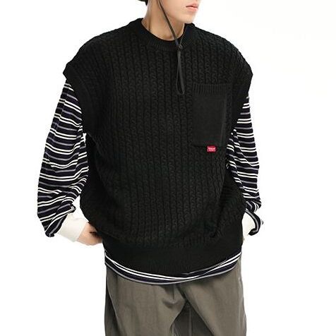 Sügistalvine mood Soliidne vabaaja meeste avar T-särk Lahe poisstüdruku silmkoeline kampsun vest DK Preppy stiil pehme varrukateta