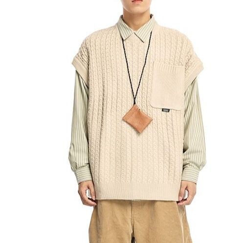 Sügistalvine mood Soliidne vabaaja meeste avar T-särk Lahe poisstüdruku silmkoeline kampsun vest DK Preppy stiil pehme varrukateta