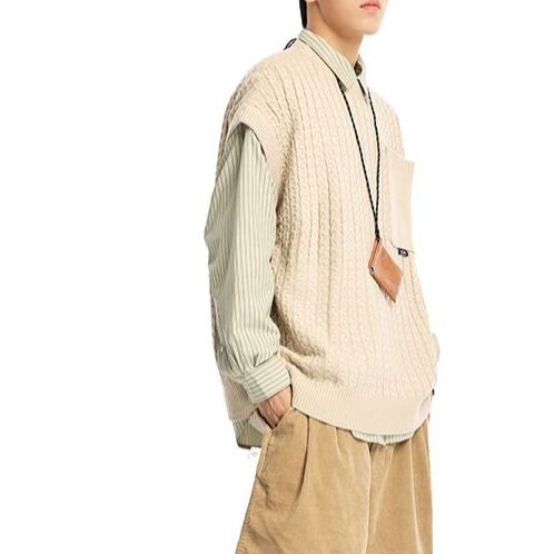 Sügistalvine mood Soliidne vabaaja meeste avar T-särk Lahe poisstüdruku silmkoeline kampsun vest DK Preppy stiil pehme varrukateta