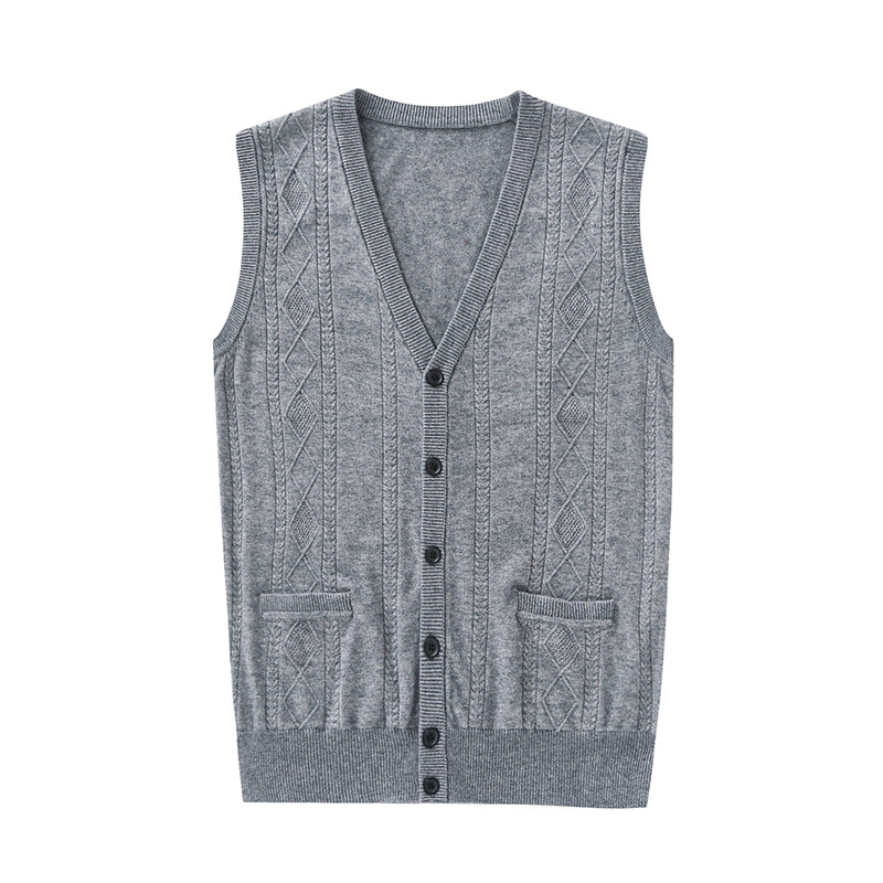 Meeste ruuduline villane kardiganvest kevad- ja sügisene varrukateta kootud mantel Meeste vabaaja V-kaelusega kudumid kampsunvest
