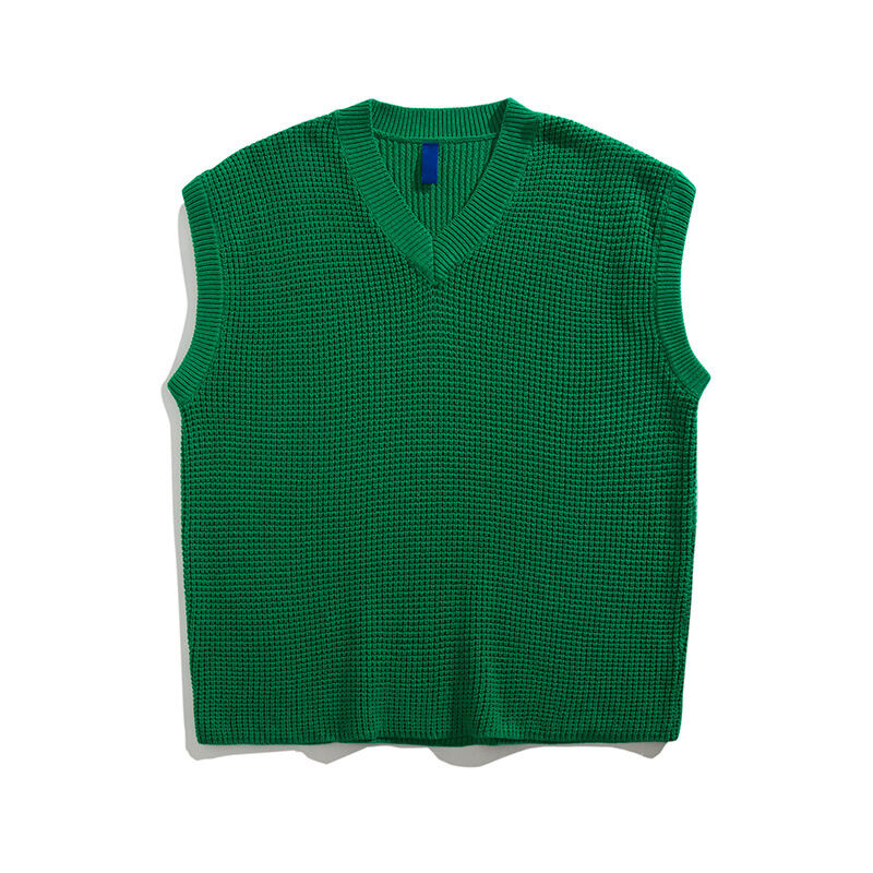 Ποιότητα πουλόβερ με λαιμόκοψη V με λαιμόκοψη αμάνικο πουλόβερ Κορεατική Tide Μπλούζες πουλόβερ Απλή Μπλε Kintting Νέο 2A0723