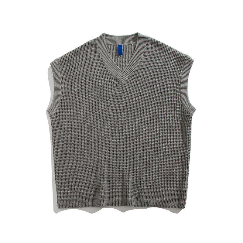 Ποιότητα πουλόβερ με λαιμόκοψη V με λαιμόκοψη αμάνικο πουλόβερ Κορεατική Tide Μπλούζες πουλόβερ Απλή Μπλε Kintting Νέο 2A0723