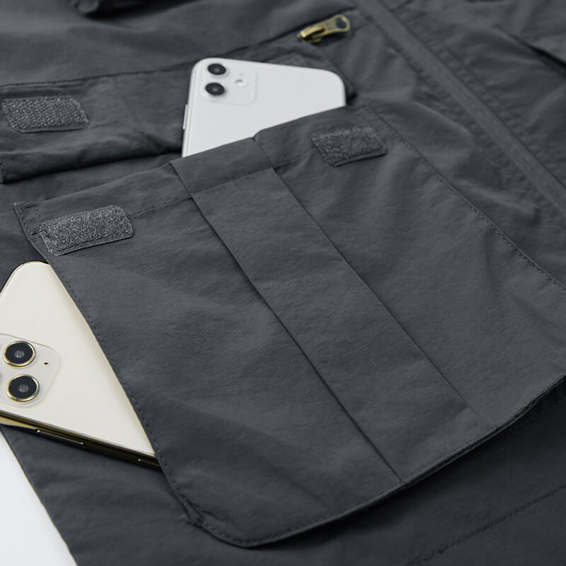 Ανδρικό γιλέκο μεγάλου μεγέθους για ψάρεμα Κυνήγι καλοκαιρινά γιλέκα Αμάνικα τακτικά μπουφάν εργασίας Παλτό εργασίας Εξωτερικό αντιανεμικό μπουφάν με πολλές τσέπες