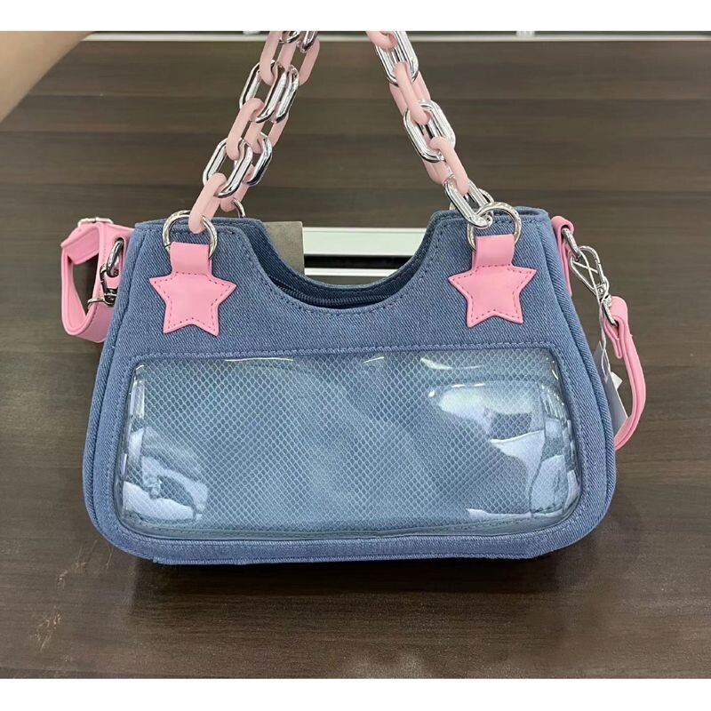 Inner Hot girl y2k kauboi itabag vabaaja mood paks kett ja tähed õlakott Pulga riidest kaenlaalused kotid