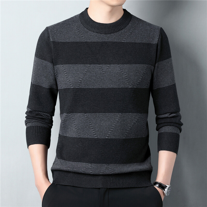 COODRONY Brand Ležeran prugasti pulover s O-izrezom Jesen Zima Pleteni pulover Muška odjeća Modni ulični dres Z1155