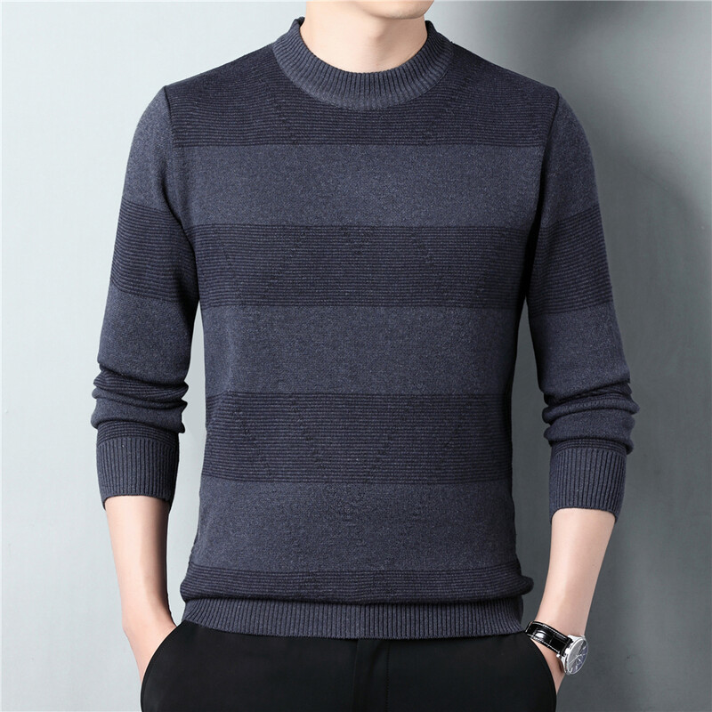 COODRONY Brand Ležeran prugasti pulover s O-izrezom Jesen Zima Pleteni pulover Muška odjeća Modni ulični dres Z1155
