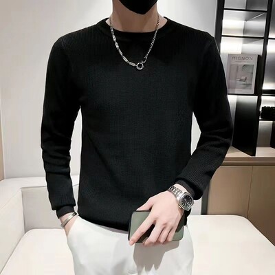 Мъжки дрехи Едноцветни плетени пуловери за мъже Argyle Green No Hoodie Едноцветни пуловери Корейска мода Тенденция за 2024 г. Разпродажба на трикотажни изделия