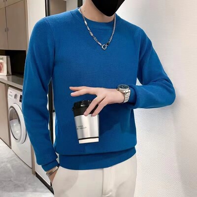 Мъжки дрехи Едноцветни плетени пуловери за мъже Argyle Green No Hoodie Едноцветни пуловери Корейска мода Тенденция за 2024 г. Разпродажба на трикотажни изделия