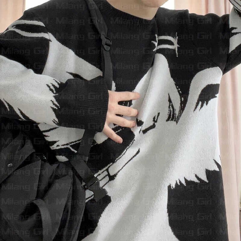 Y2K Unisex Pulloverid Kampsunid Ingel tõstab püssi Kootud Tänavarõivad Neiu Oversized Harajuku O Kaelusega Kudumid Meeste Naiste riided