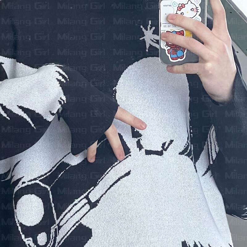 Y2K Unisex Pulloverid Kampsunid Ingel tõstab püssi Kootud Tänavarõivad Neiu Oversized Harajuku O Kaelusega Kudumid Meeste Naiste riided