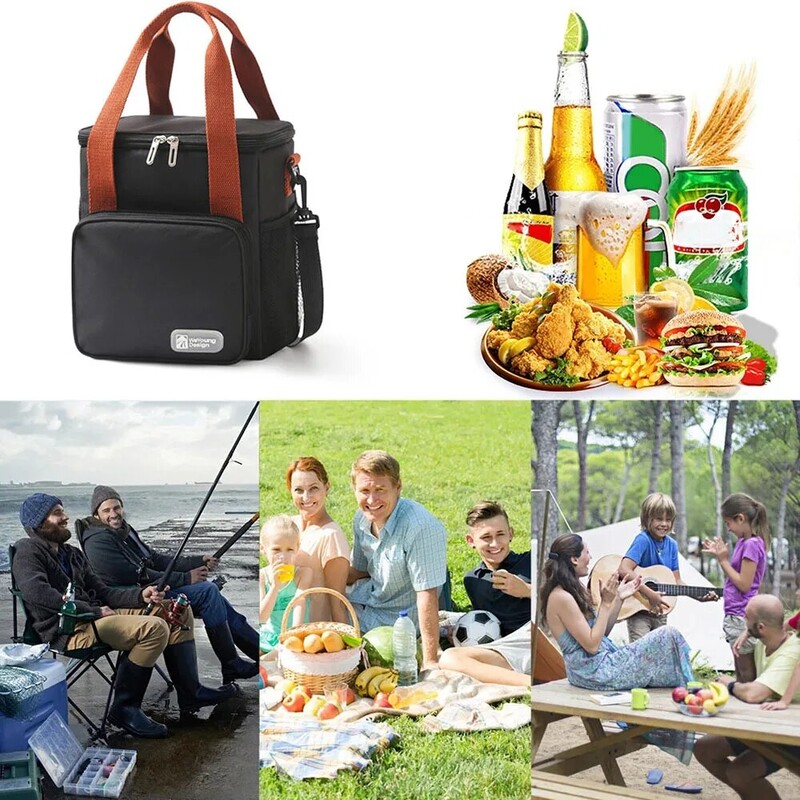 Geantă de picnic de 8L, conservare a căldurii, cutie de prânz frigorifică, geantă frigorifică pentru camping, grătar, școală de familie, muncă în aer liber, camping, călătorie
