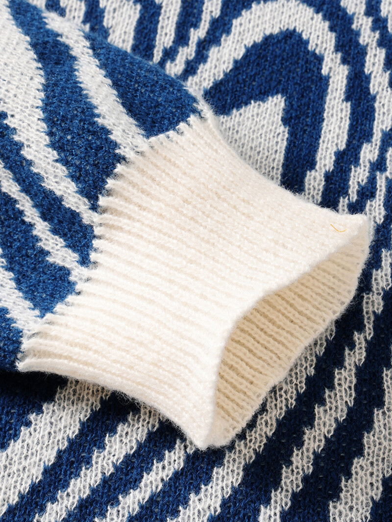 Uus populaarne sügistalvise labürindis žakaarmustriga pullover kampsun vabaaja kaelusega kontrastvärviga kootud meeste pullover