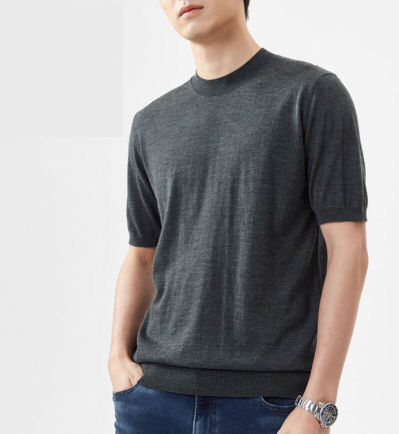 Ανδρικά πουλόβερ με καλοκαιρινά κοντομάνικα κασμίρι εξαιρετικής ποιότητας Αναπνεύσιμα μονόχρωμα πλεκτά πουλόβερ ανδρικά πουλόβερ