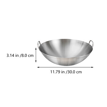 Wok από ανοξείδωτο ατσάλι 32 cm Stir Fry τηγάνι Κινέζικο τηγάνι Wok Binaural Wok τηγάνι Βαθύ τηγάνι Shabu Hot Pot Διπλή λαβή