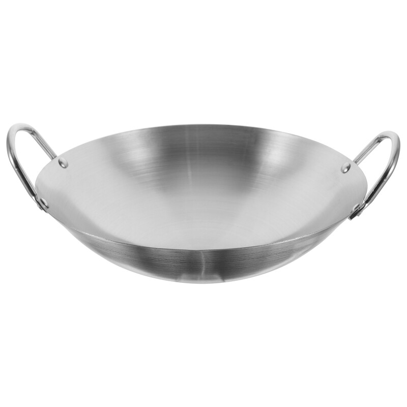 Roostevabast terasest vokk 32 cm segamispann Hiina vokkpann Binaural Wok pann sügav pann Shabu kuum pott kahe käepidemega