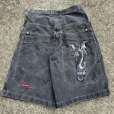 JNCO Hiina Loong Hip Hopi teksapüksid 2000. aastate stiilis suvised kottis teksad gooti Jorts Y2k retrosinine meeste laia jalaga jõusaalipüksid
