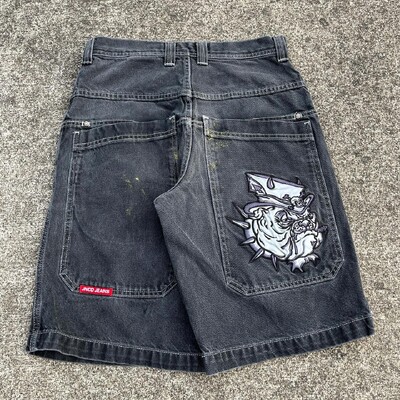 JNCO Hiina Loong Hip Hopi teksapüksid 2000. aastate stiilis suvised kottis teksad gooti Jorts Y2k retrosinine meeste laia jalaga jõusaalipüksid