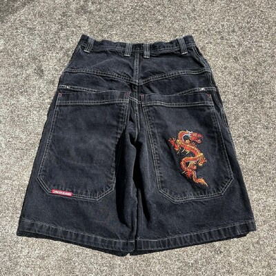 JNCO Hiina Loong Hip Hopi teksapüksid 2000. aastate stiilis suvised kottis teksad gooti Jorts Y2k retrosinine meeste laia jalaga jõusaalipüksid