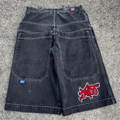JNCO Hiina Loong Hip Hopi teksapüksid 2000. aastate stiilis suvised kottis teksad gooti Jorts Y2k retrosinine meeste laia jalaga jõusaalipüksid