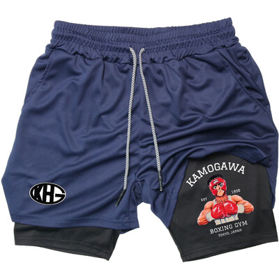Аниме IPPO Compreesion Shorts за мъже Gym Workout Running Athletic 2 in 1 Performance Shorts with Pockets Activewear